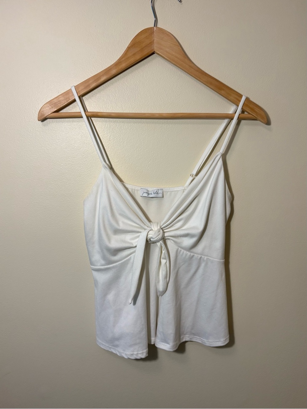 Juniper Blu Tie-Front White Spaghetti Strap Tank Top